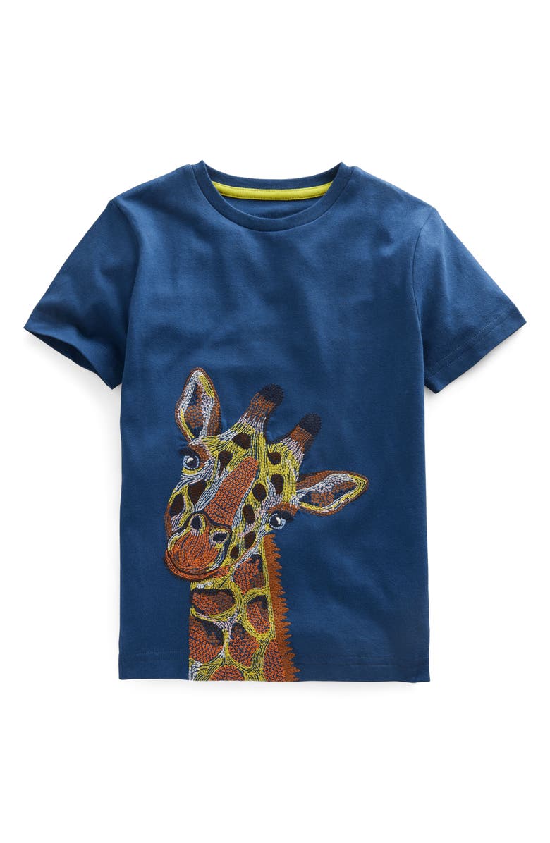 Mini Boden Kids' Embroidered Giraffe T-Shirt, Main, color, 