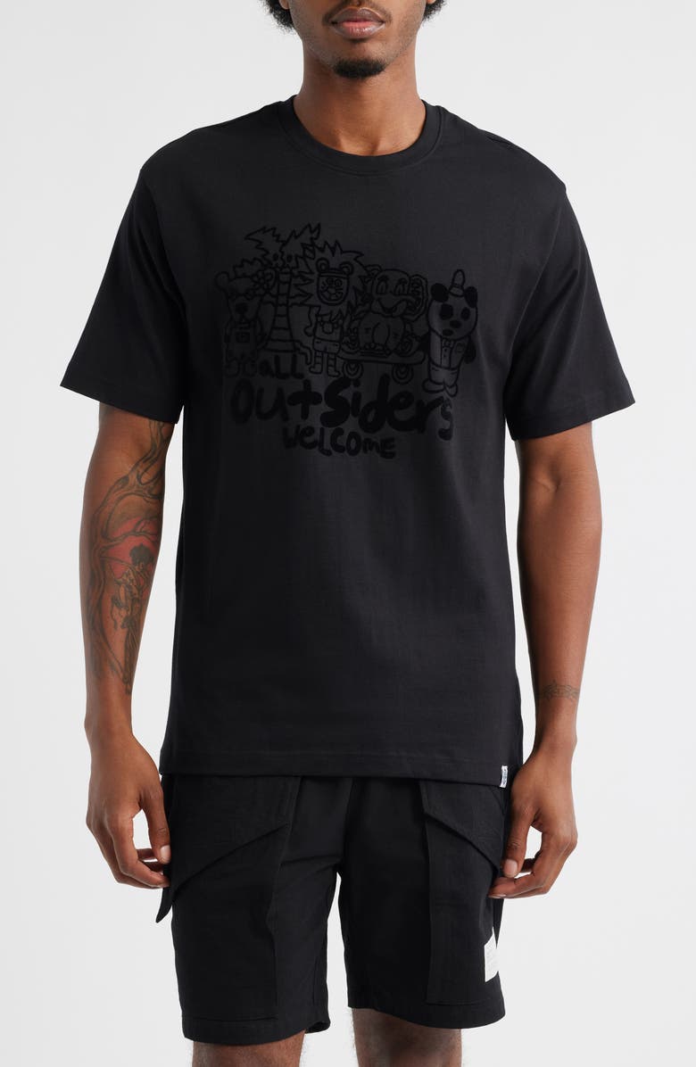 VIC GARCIA WORLD Outsiders Welcome Graphic T-Shirt, Main, color, Black