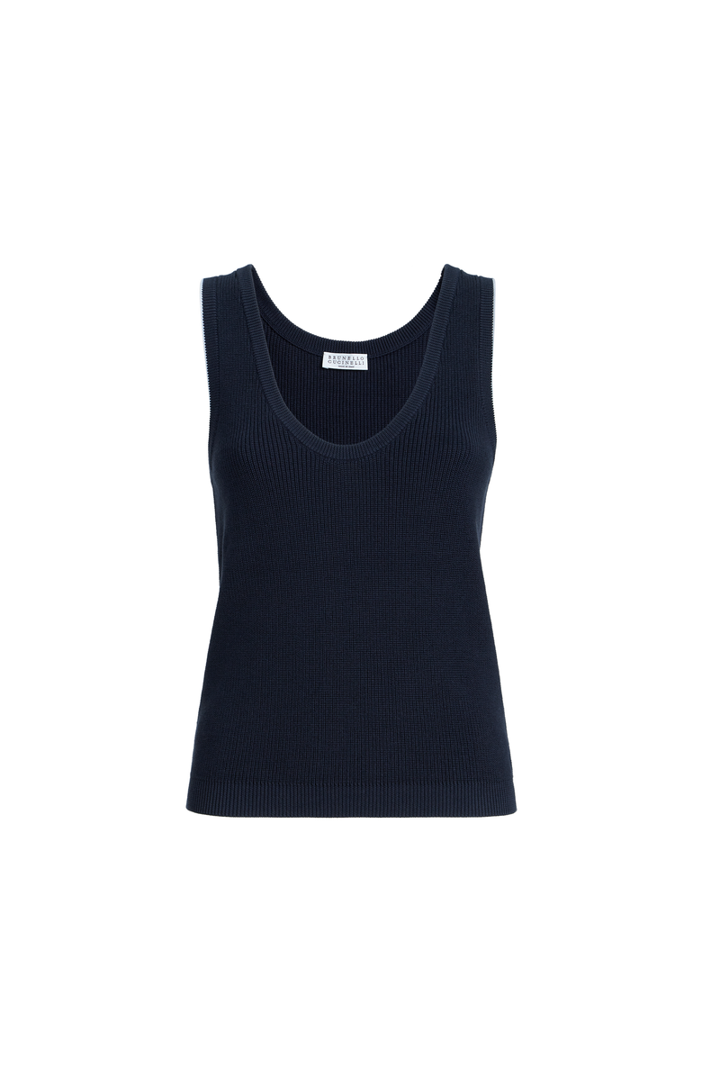 Brunello Cucinelli Cotton ribbed knit top, Alternate, color, Blue