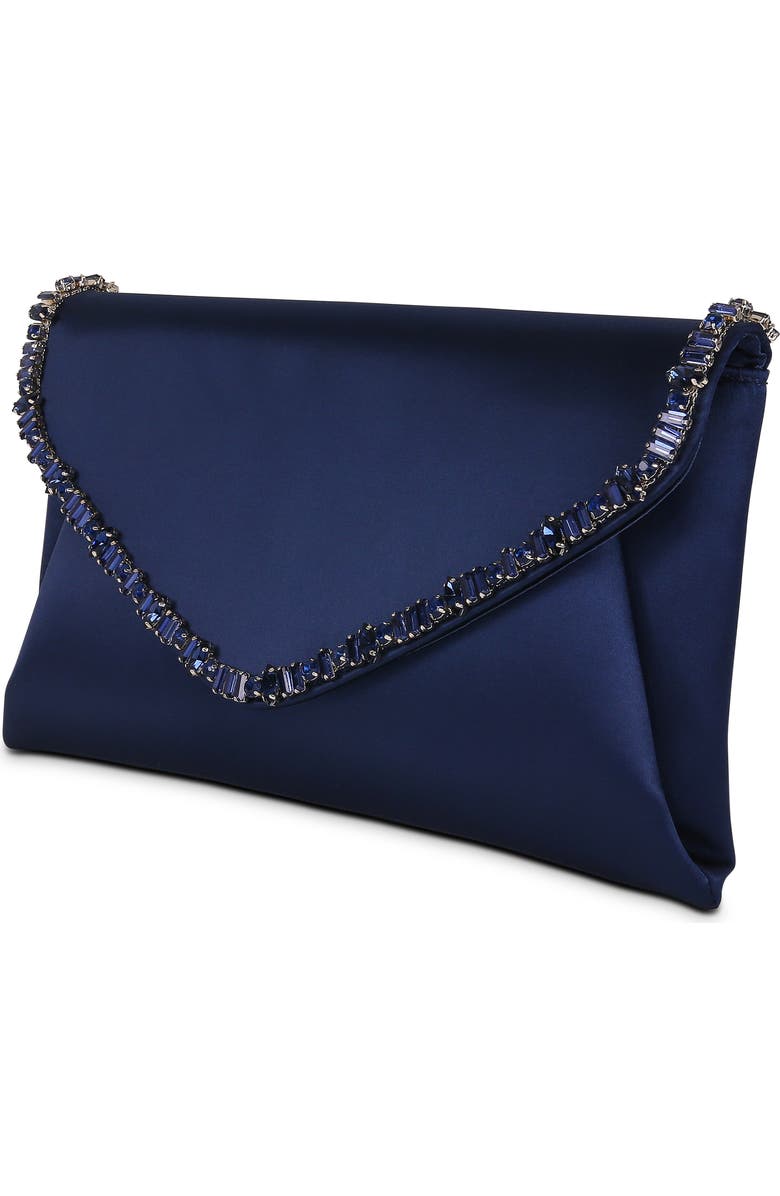 Jewel Badgley Mischka Mika Mix Crystal Neckline Envelope, Alternate, color, Navy