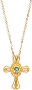 Kiara by Ki-ele Carmel Sapphire Cross Pendant Necklace