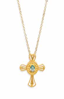 Carmel Sapphire Cross Pendant Necklace