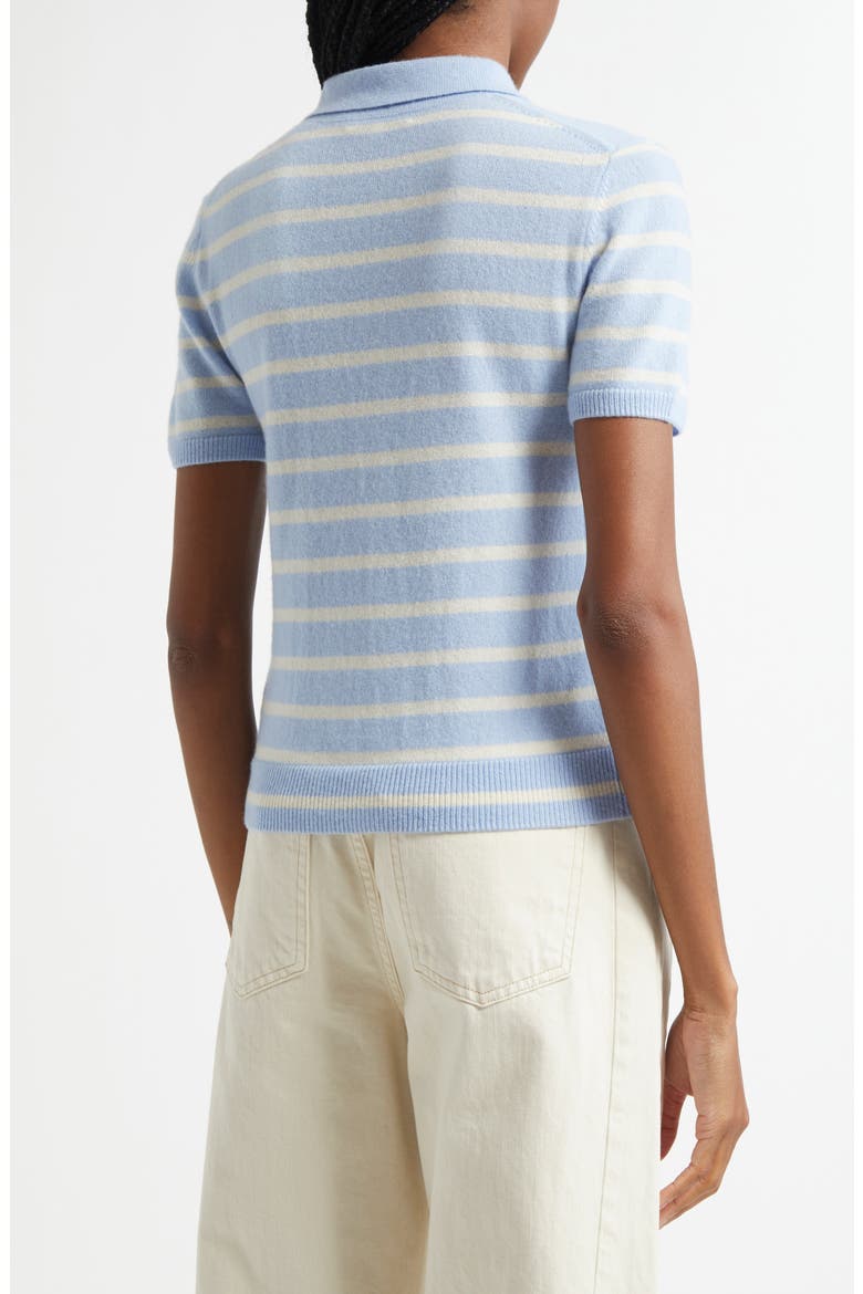 Brandt Stripe Cashmere Polo Sweater, Alternate, color, BLUEBELL IVORY