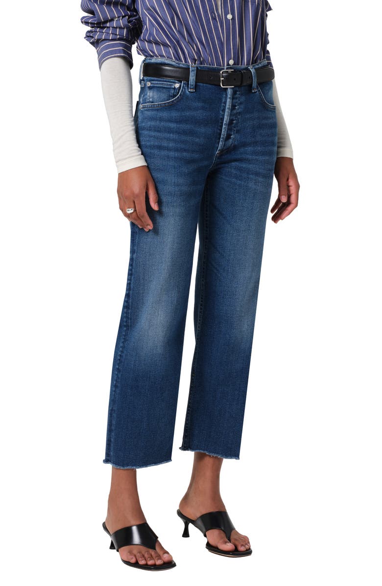Citizens of Humanity Palma Frayed High Waist Straight Leg Jeans, Alternate, color, 
