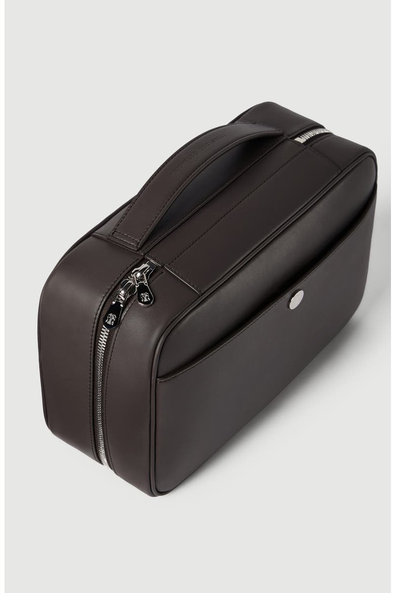 Smooth calfskin travel beauty case, Alternate, color, Brown