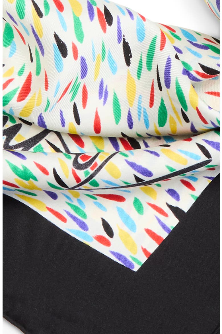 Colorful Print Silk Square Scarf, Alternate, color, WHITE MULTI