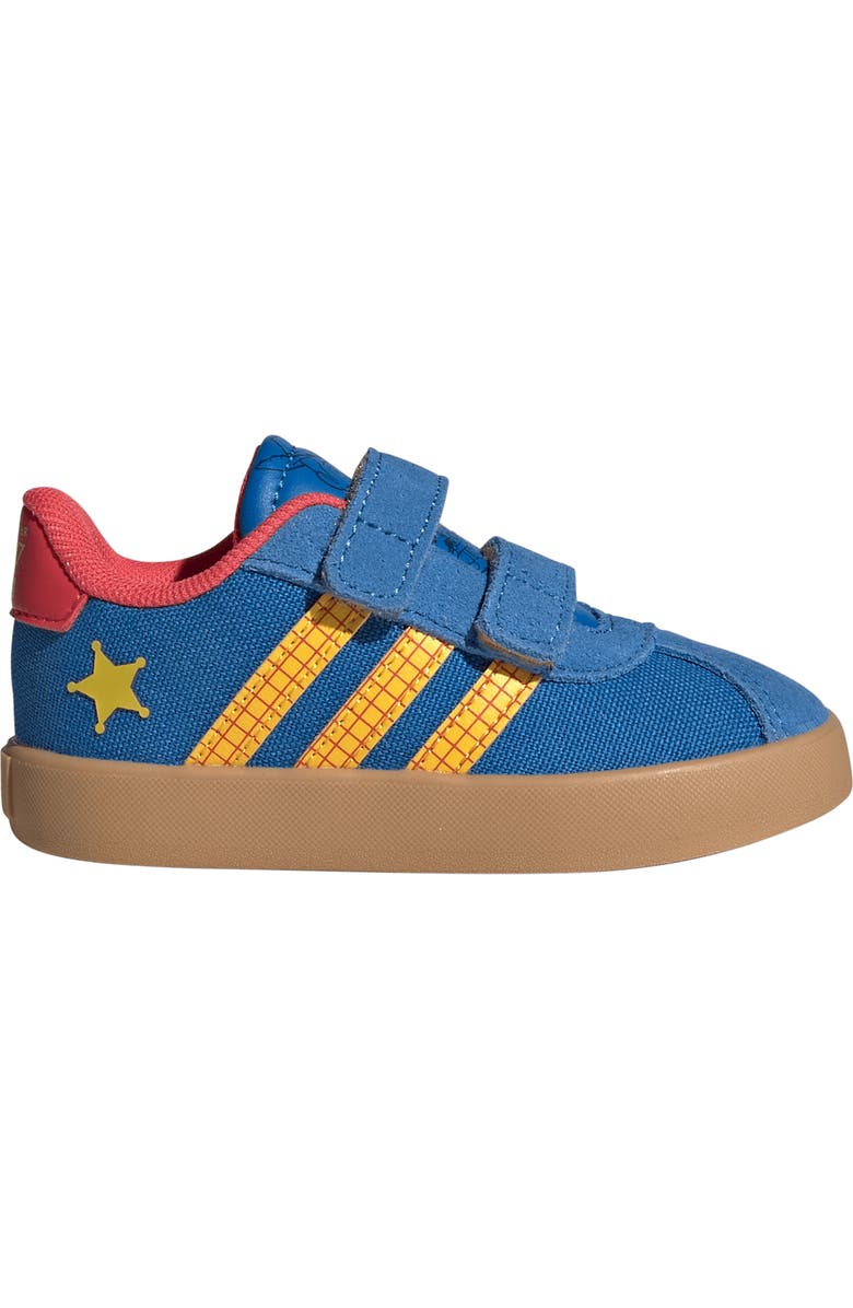 adidas Kids' VL Court Woody Toy Story Sneaker, Alternate, color, Royal/ Gold/ Lucid Red