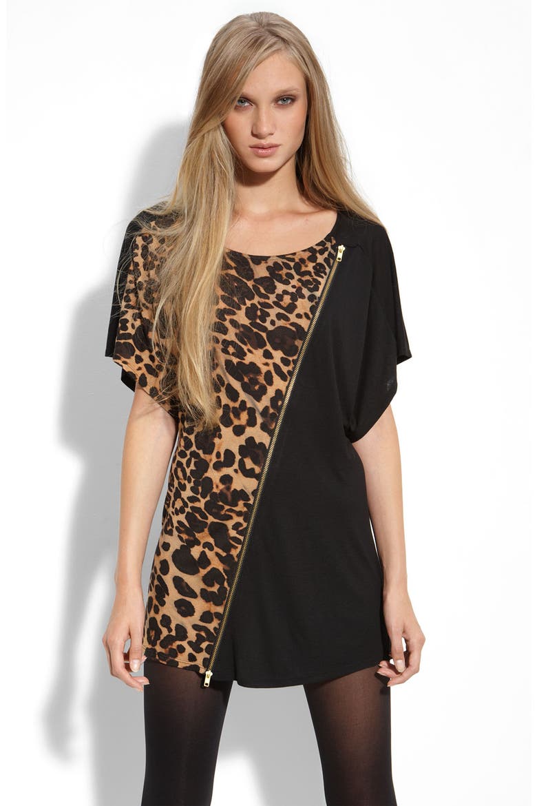 Asymmetrical Animal Print Dress, Main, color, CLASSIC LEOPARD PRINT/ BLACK