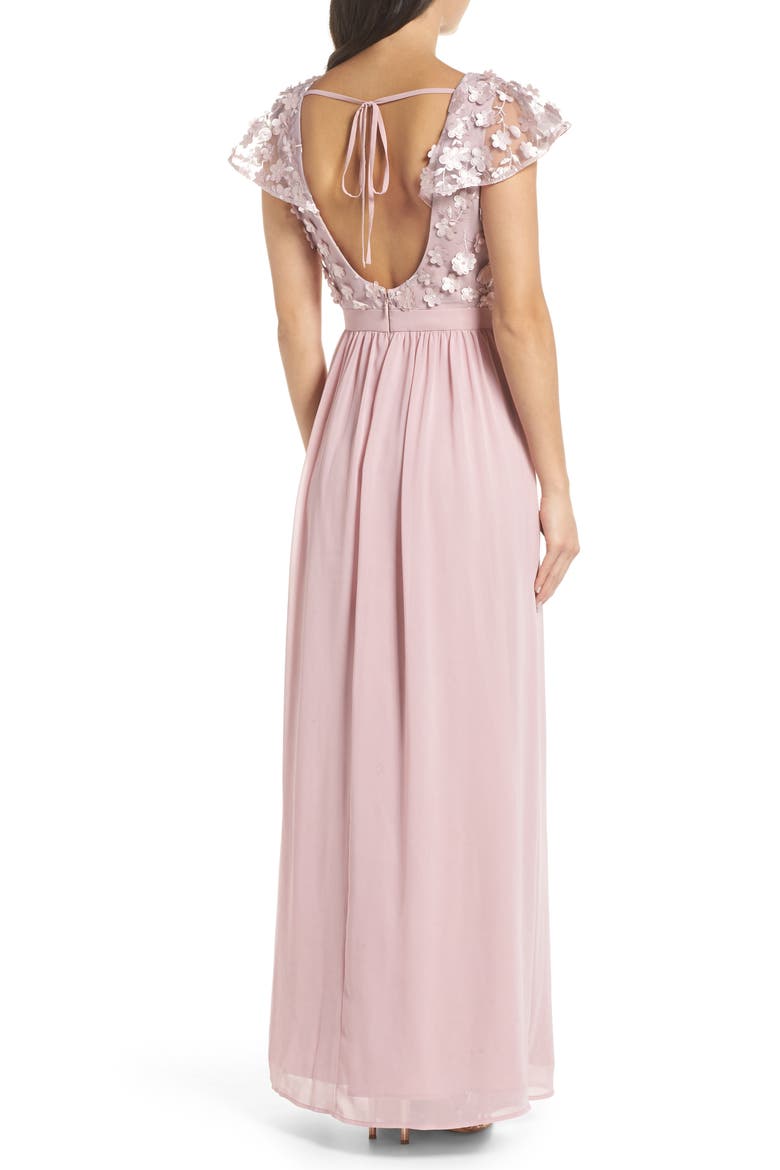 3D Flower Gown, Alternate, color, MINK