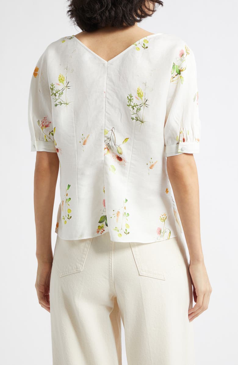 Reiss Quinny Floral Linen Blend Top, Alternate, color, Ivory