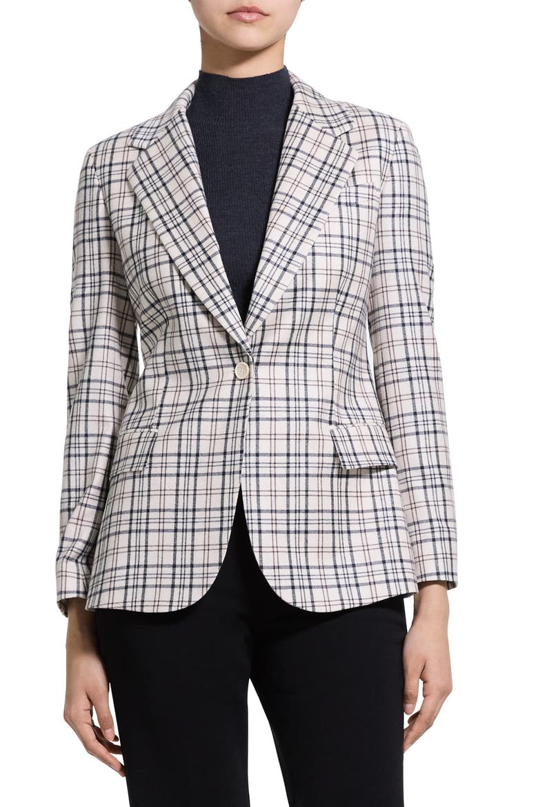 Lynnia Plaid Wool Blazer, Alternate, color, CREAM MULTI - C4D