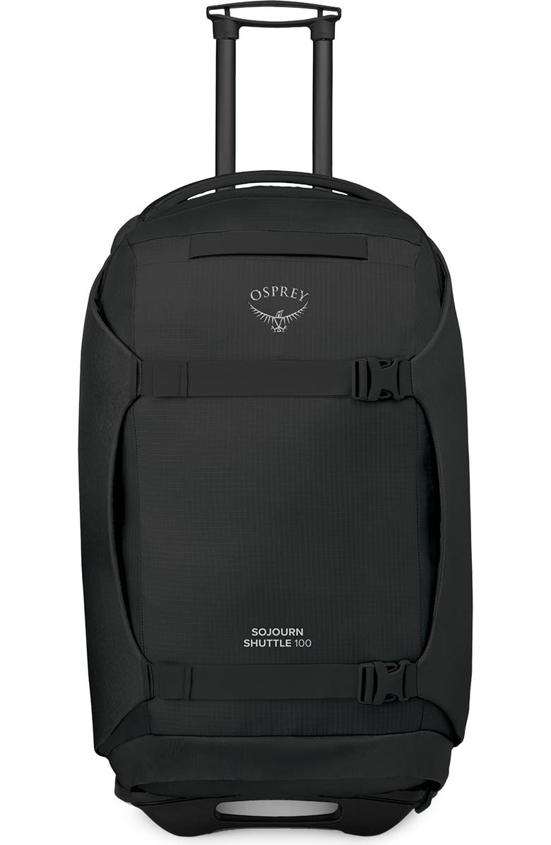 Osprey Sojourn 30-Inch Shuttle Wheeled Recycled Nylon Duffle Bag, Main, color, Black