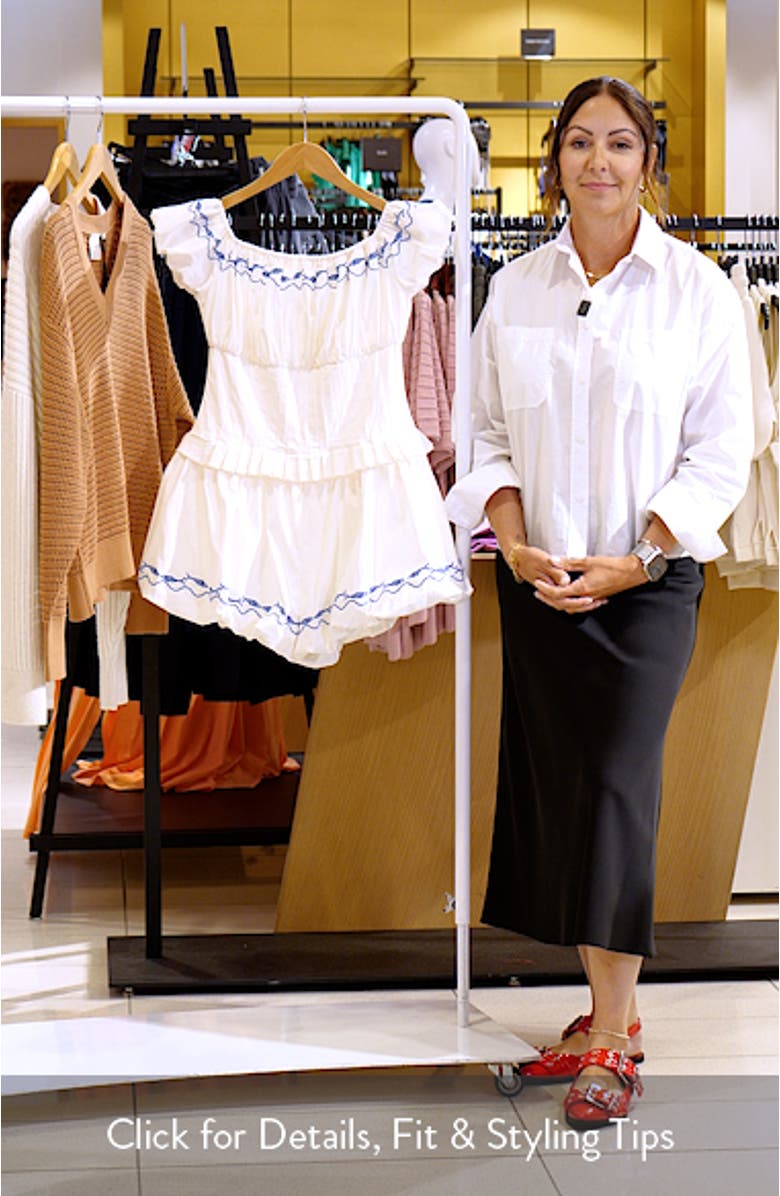 Oia Pleated Off the Shoulder Romper, sales video thumbnail
