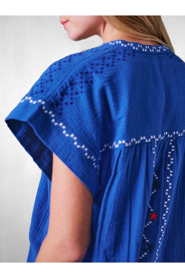 Coves Embroidered Top, Alternate, color, Cobalt Blue