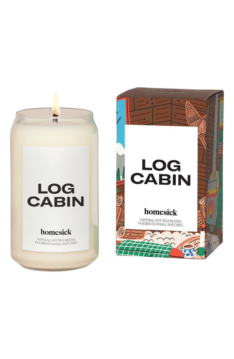 homesick Log Cabin Candle, Main, color, 