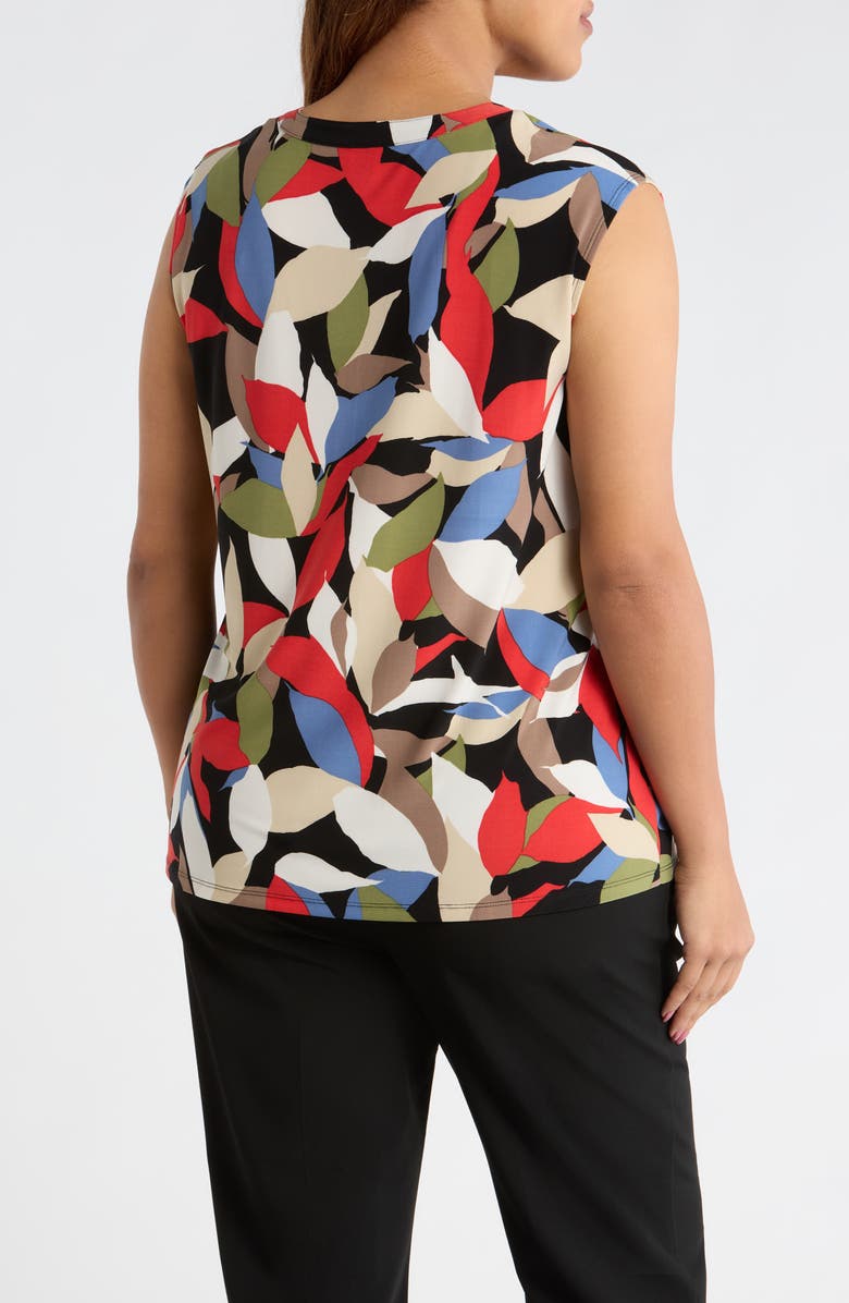 AK ANNE KLEIN Leaf Print Knit Top, Alternate, color, Anne Black Multi