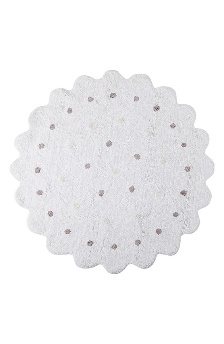 Lorena Canals Little Biscuit Polka Dot Washable Cotton Blend Round Rug, Main, color,
