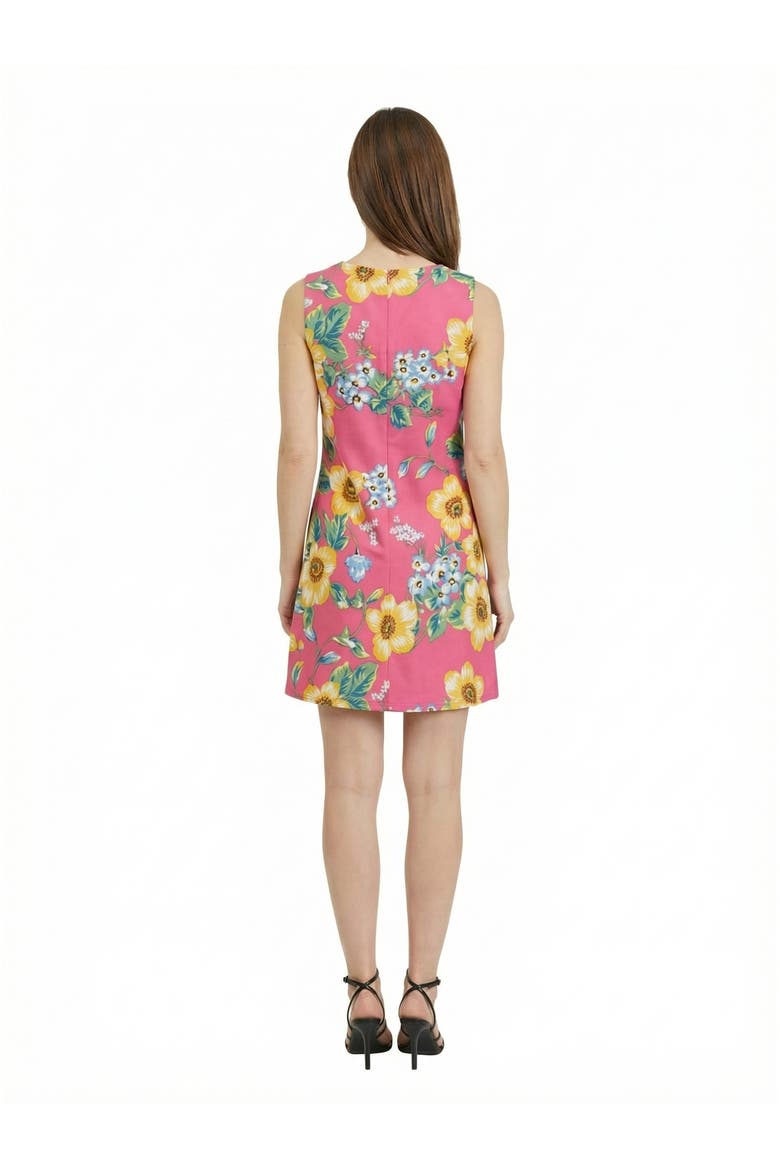 Essential Petite Floral Round Neck Sleeveless Mini Shift Dress, Alternate, color, Pink Multi