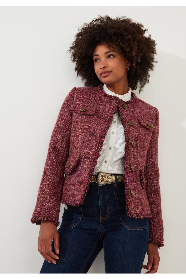 Chic Tweed Lady Jacket, Main, color, BERRY TWEED