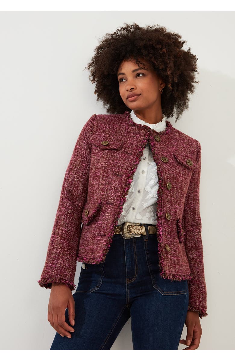 Joe Browns Chic Tweed Lady Jacket, Alternate, color, Berry Tweed