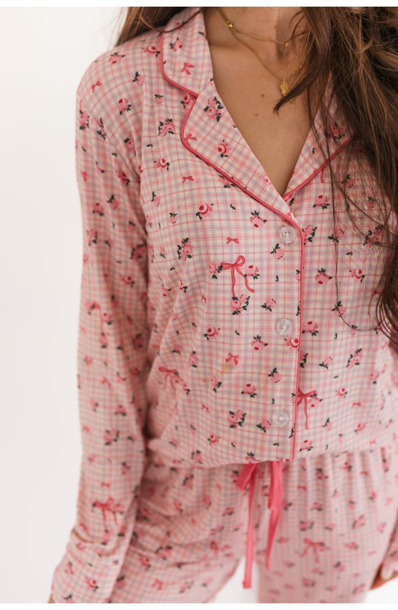 In My Jammers Charlotte Long Sleeve Sleepwear Set, Alternate, color, Pink Floral Plaid