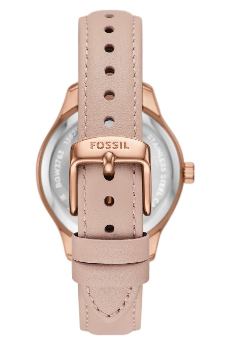 Rye Quartz Multifunction Leather Strap Watch, 36mm, Alternate, color, ROSE GOLD