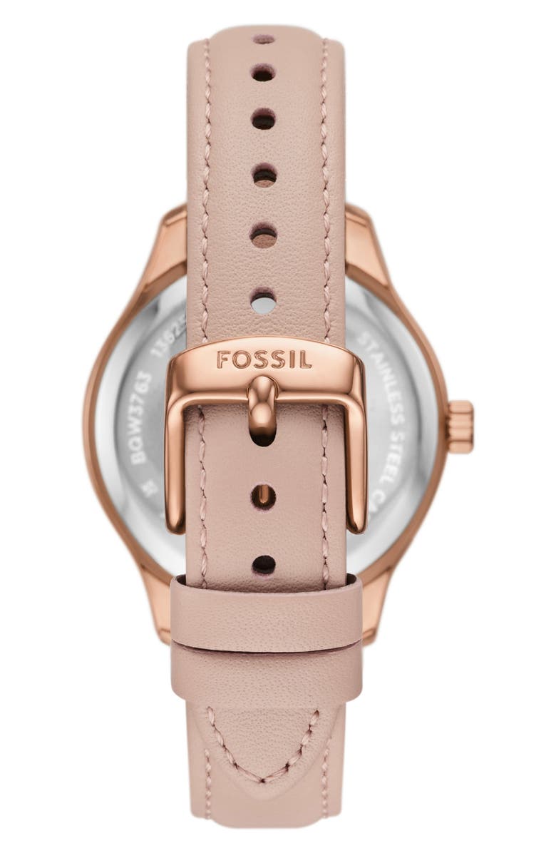 Fossil Rye Quartz Multifunction Leather Strap Watch, 36mm, Alternate, color, Rose Gold