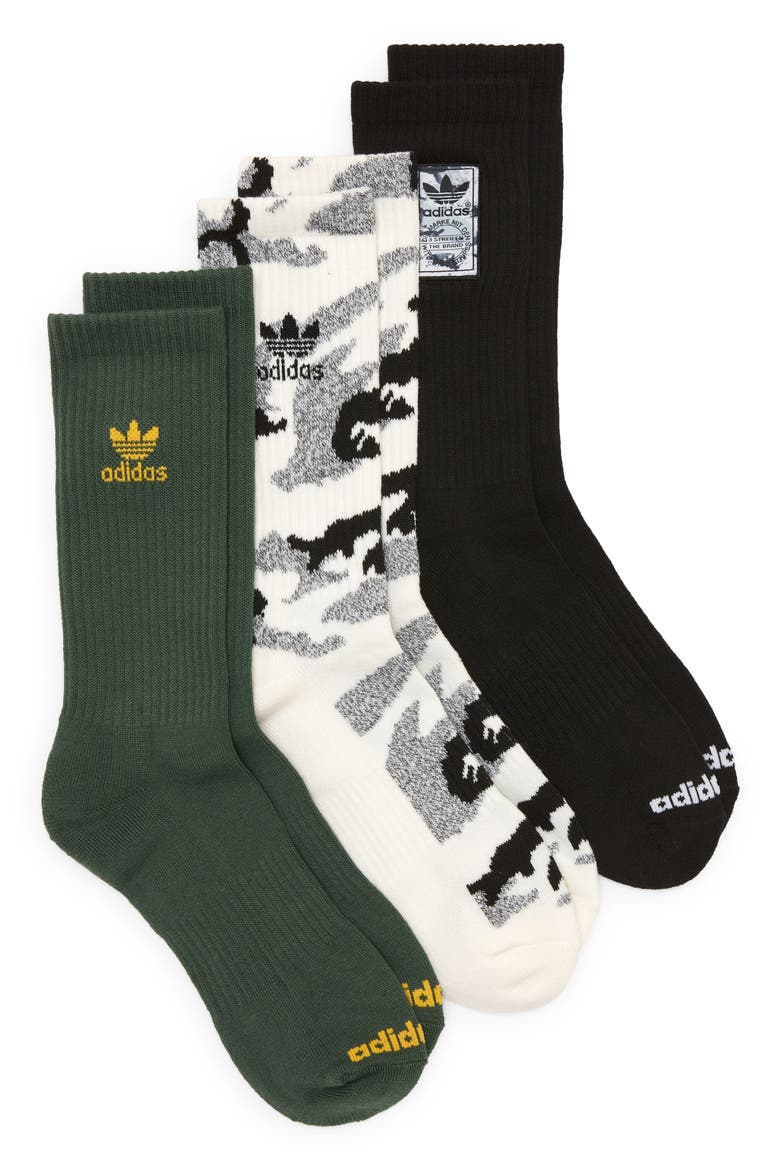 Originals Assorted 3-Pack Crew Socks, Main, color, BLACK/WHITE/GREEN