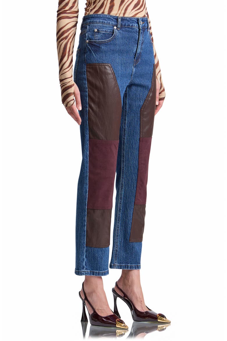 Mixed Media Panel Straight Leg Jeans, Alternate, color, HERITAGE WASH