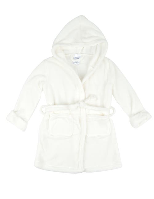 Leveret Kids Fleece Hooded Robe, Solid Colors In White