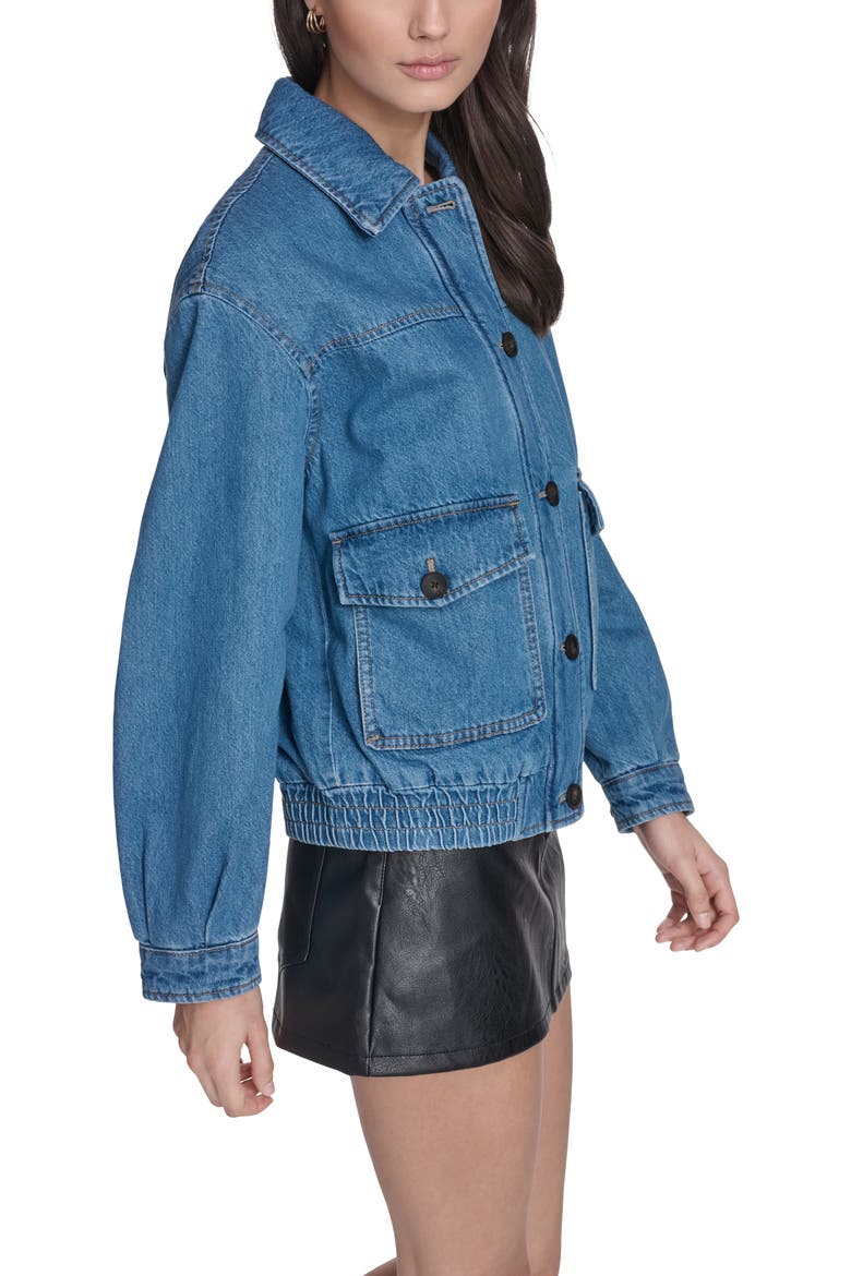 Laydown Denim Utility Jacket, Alternate, color, MEDIUM WASH DENIM