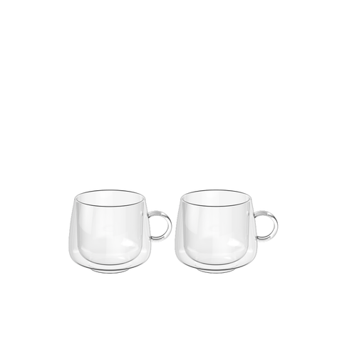Artesano Hot & Cold Beverage Cappuccino Glass with Handle Pair