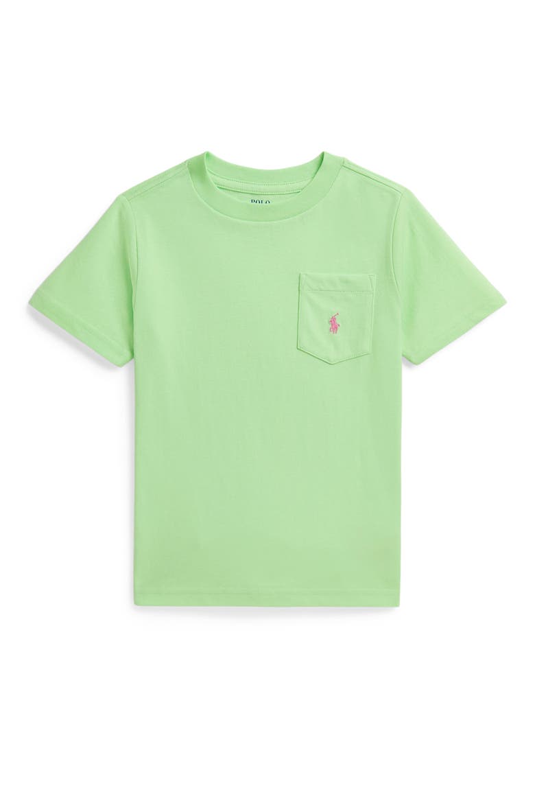 Kids' Cotton Jersey Pocket T-Shirt, Main, color, KEY LIME