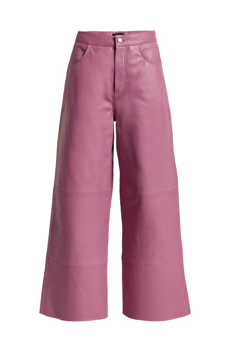 Ruby Leather Wide Leg Jeans, Alternate, color, Mauve