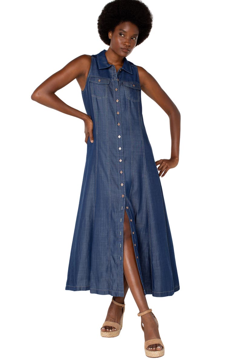 Liverpool Los Angeles Sleeveless Denim Dress, Alternate, color, Rinse Wash