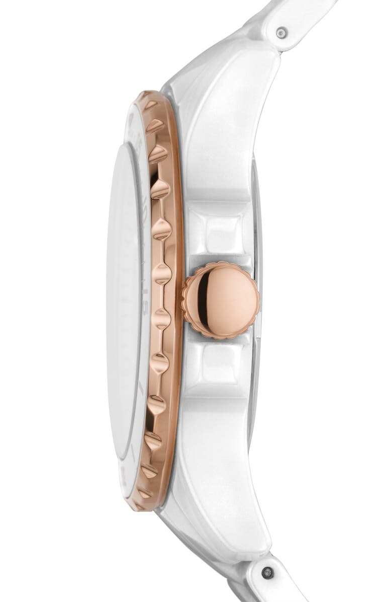 Fossil FB-01 Crystal Ceramic Bracelet Watch, 35mm, Alternate, color, 