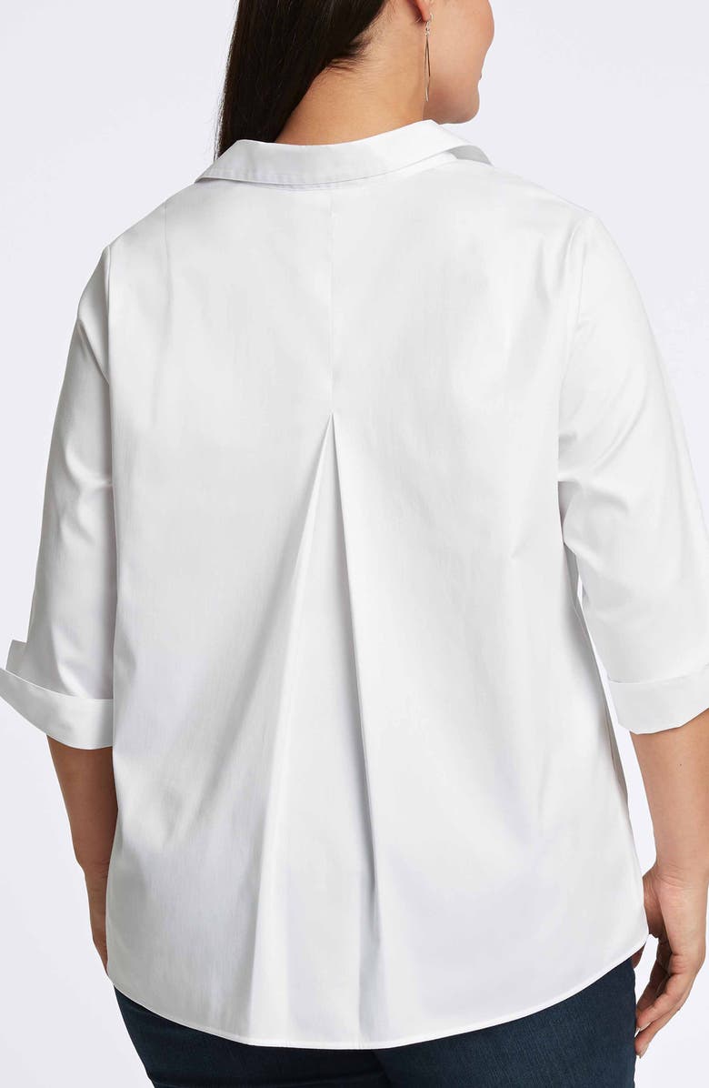 Foxcroft Agnes Three-Quarter Sleeve Cotton Blend Popover Top, Alternate, color, 