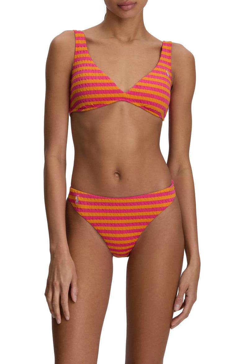 Stripe Jacquard Minimal Bikini Bottoms, Alternate, color, DESERT PINK SAIL ORA