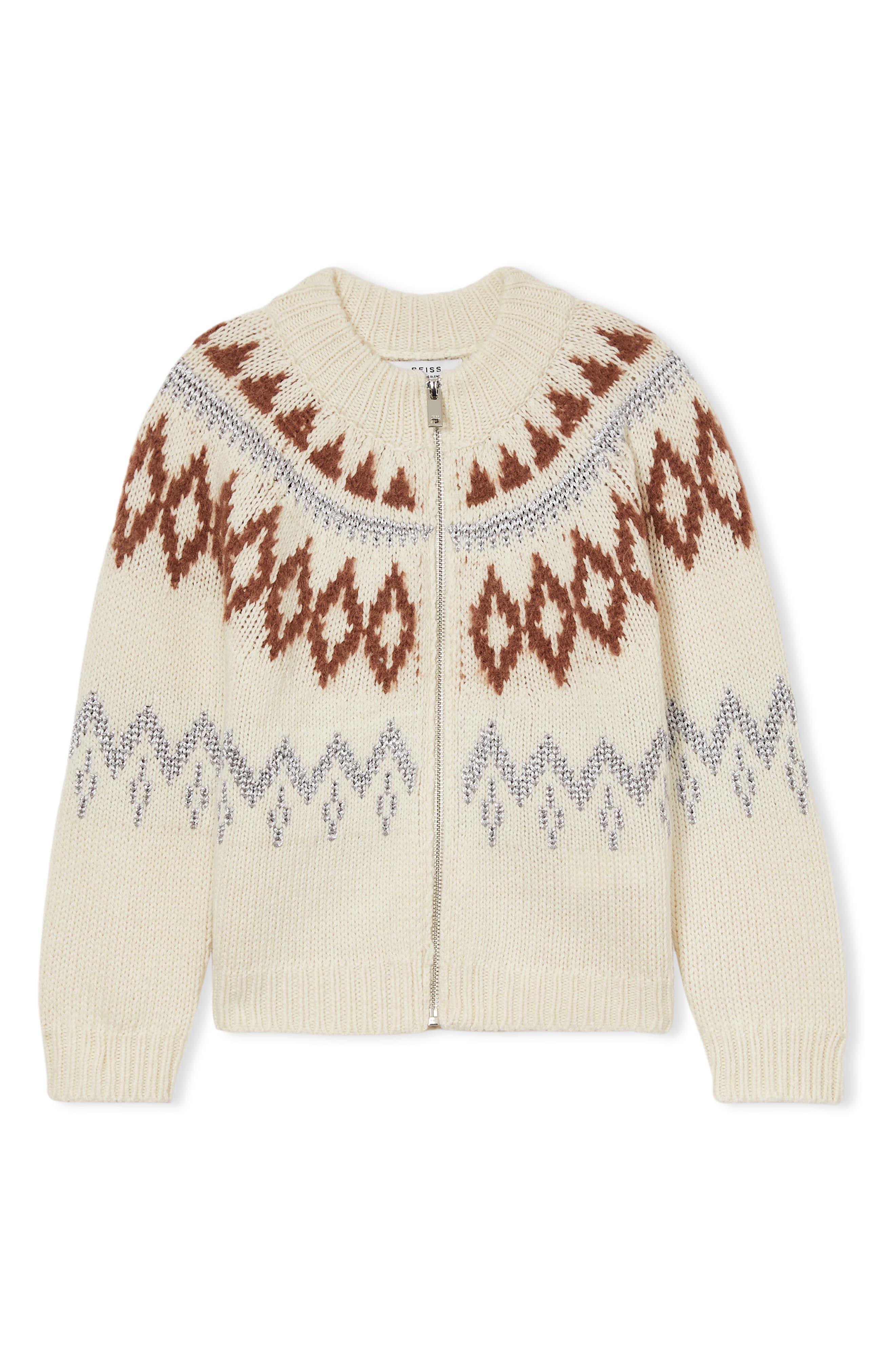 Reiss Kids' Ella Jr. Fair Isle Cardigan