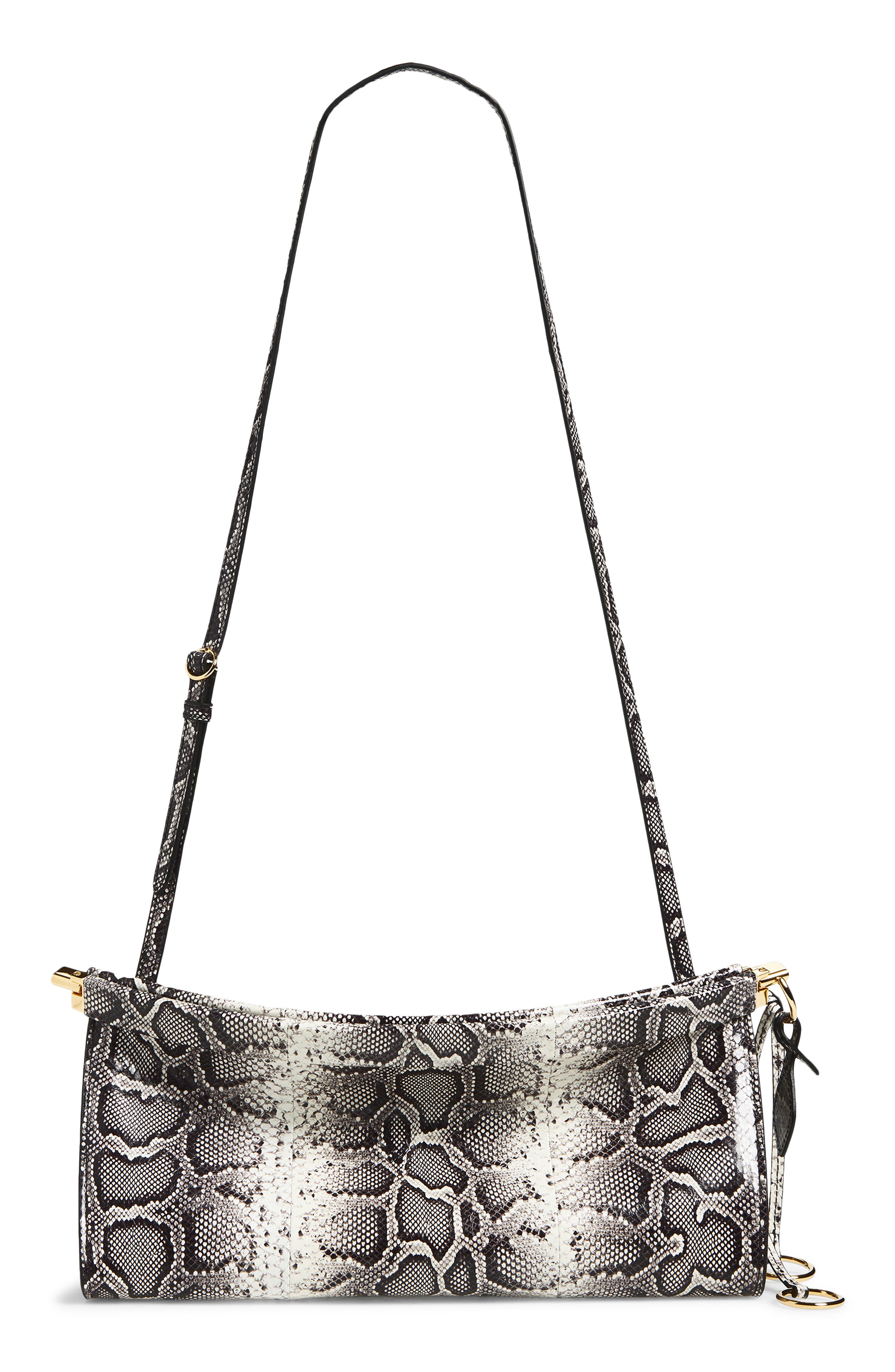 Alaïa Medium Le Click Genuine Snakeskin East/West Shoulder Bag, Main, color, Blanc/ Noir