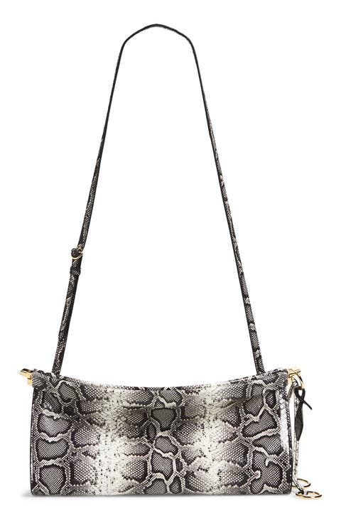 Medium Le Click Genuine Snakeskin East/West Shoulder Bag