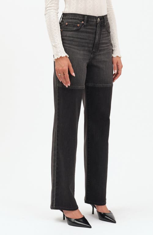 Daze City Two-tone High Waist Straight Leg Jeans In Black