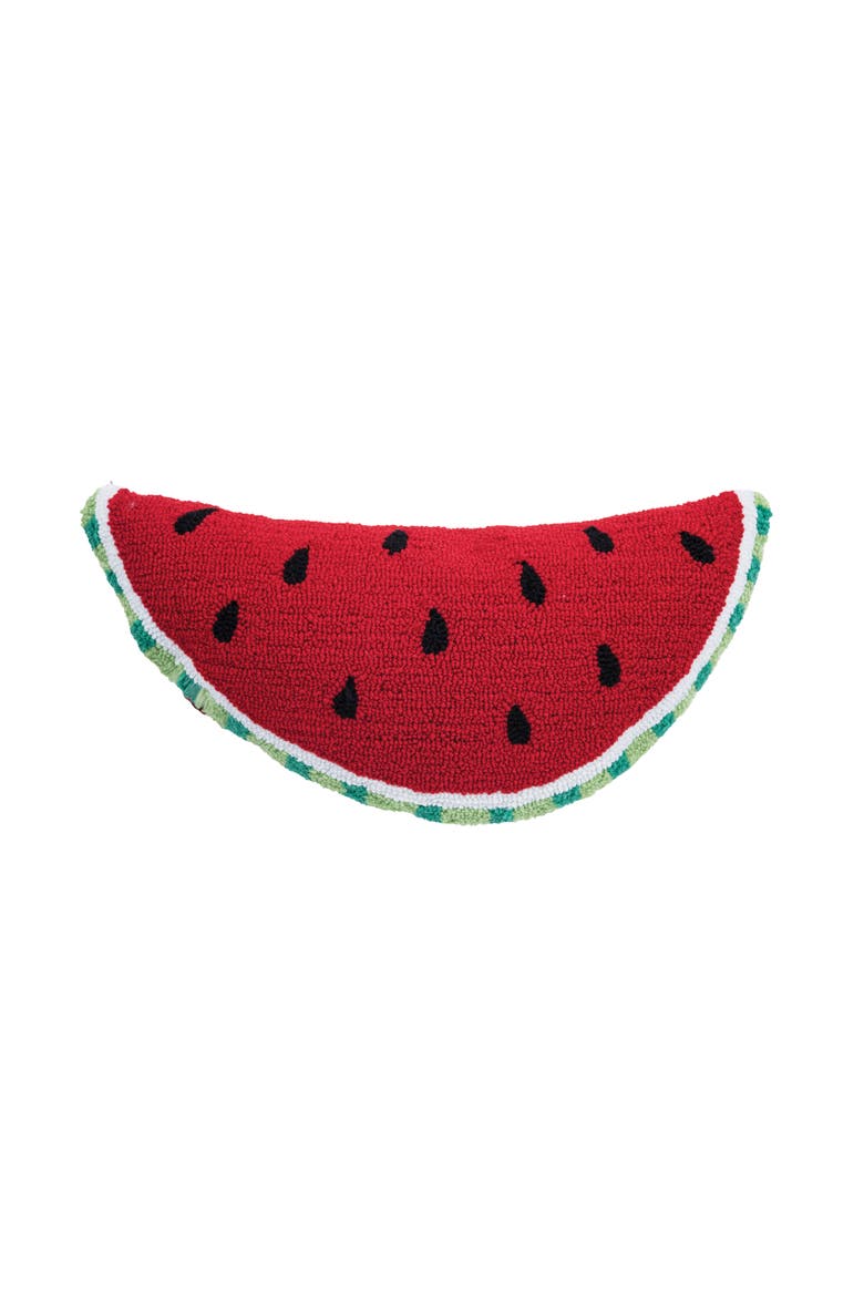 Watermelon Slice Shaped Hooked Small/Petite Accent Pillow, Main, color, Red