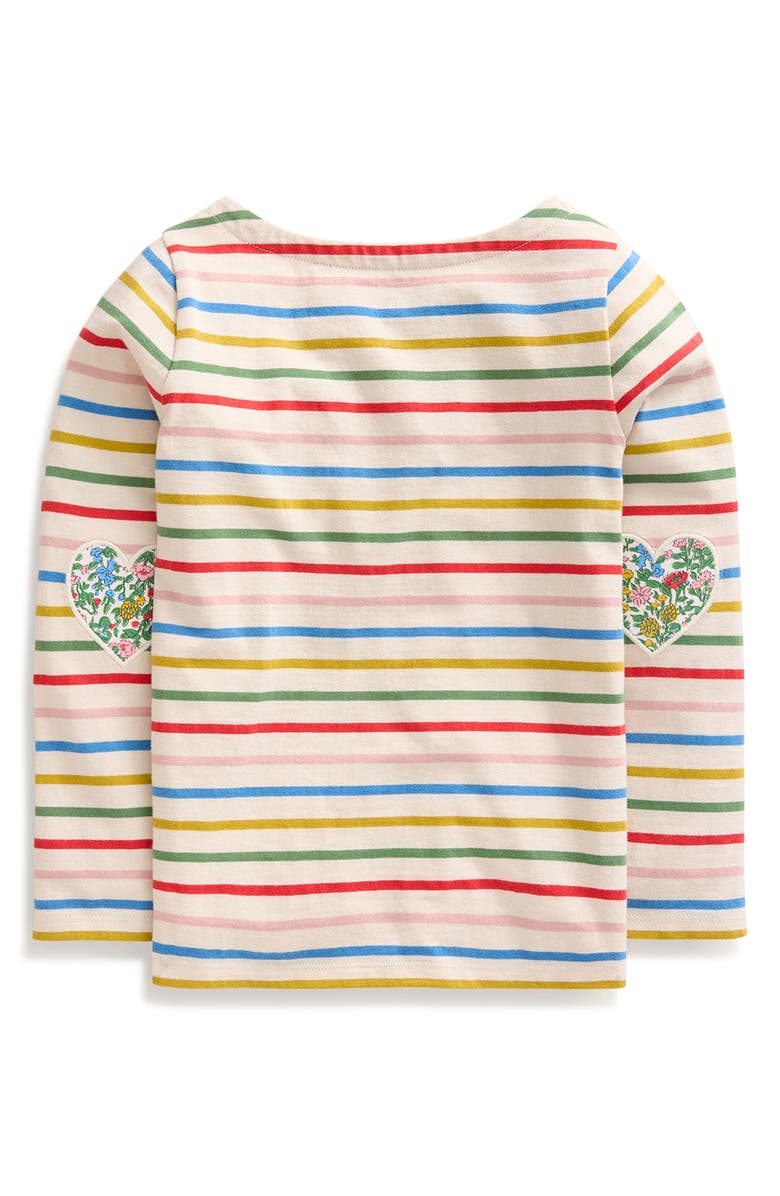 Mini Boden Kids' Ella Breton Stripe Elbow Patch Long Sleeve Cotton T-Shirt, Alternate, color,