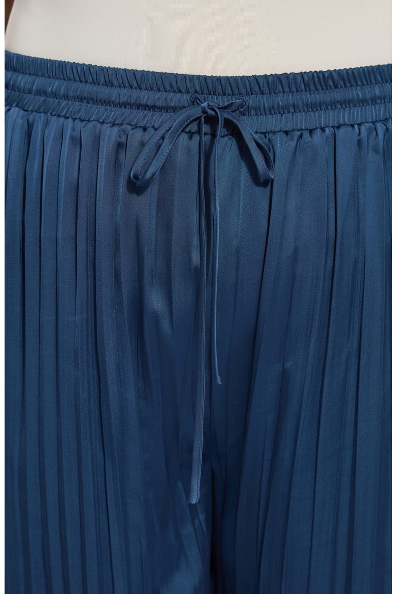 The Packable Pleated Wide Leg Satin Pants, Alternate, color, CAPRI BLUE