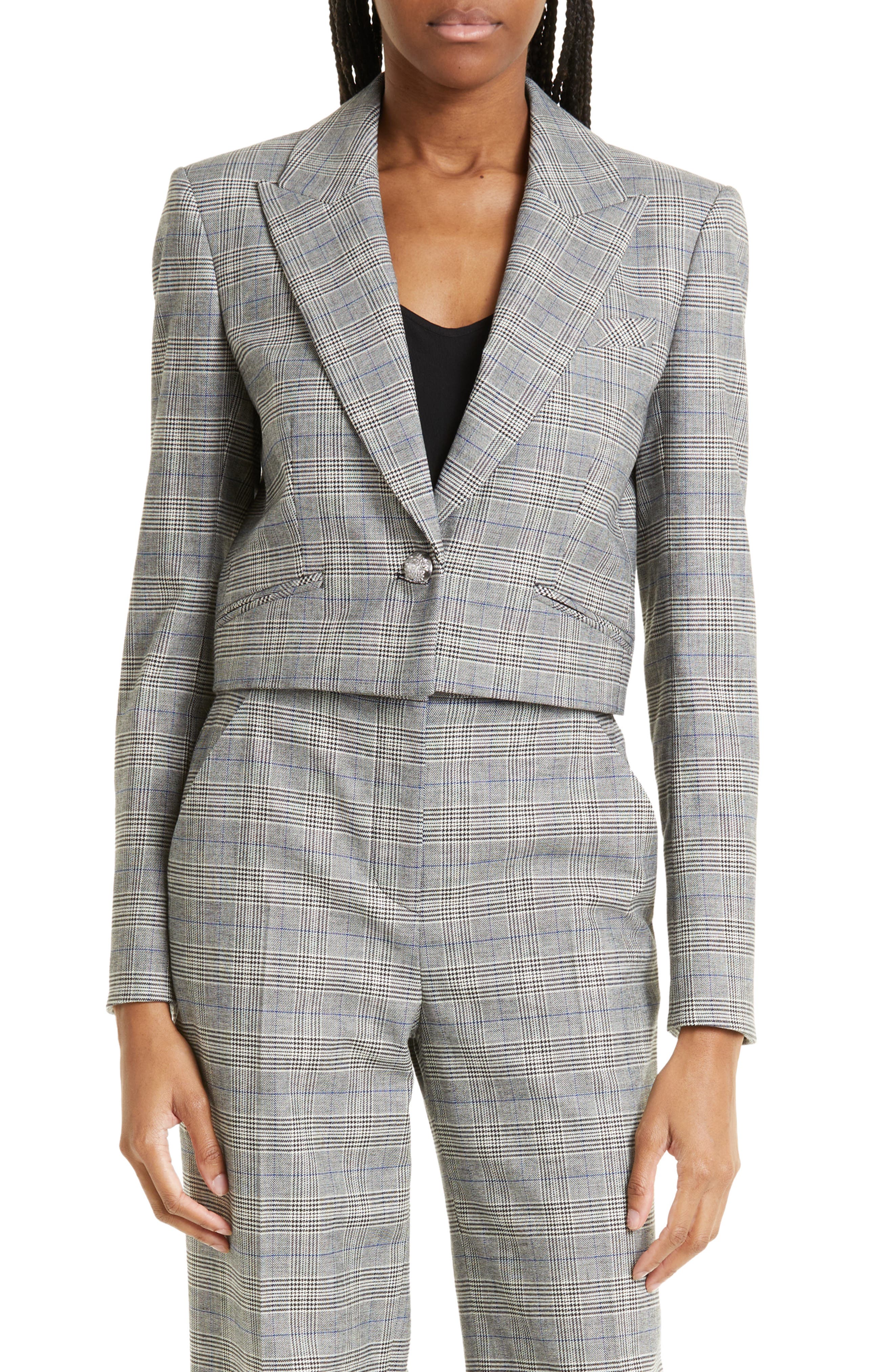Veronica Beard Fabiola Plaid Crop Blazer