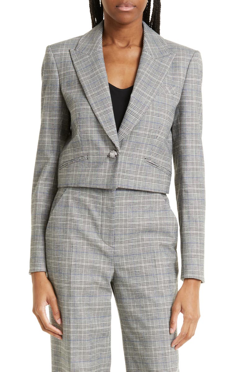 Veronica Beard Fabiola Plaid Crop Blazer, Main, color,