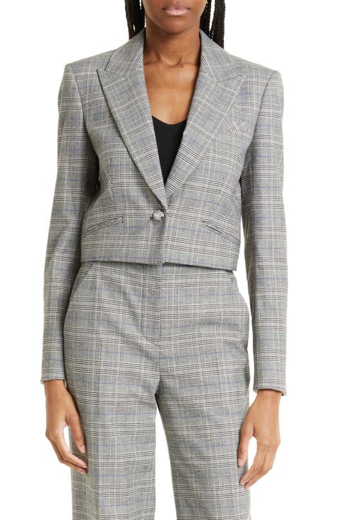 Fabiola Plaid Crop Blazer