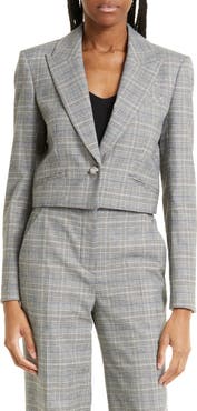 Veronica Beard Fabiola Plaid Crop Blazer