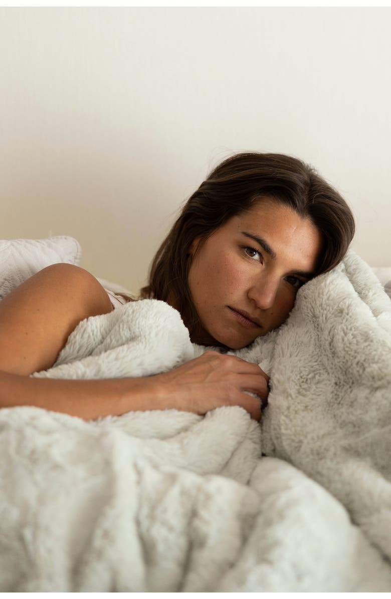 Sea To Me Blankets Carmel Faux Fur Throw Blanket, Alternate, color, Misty Sage